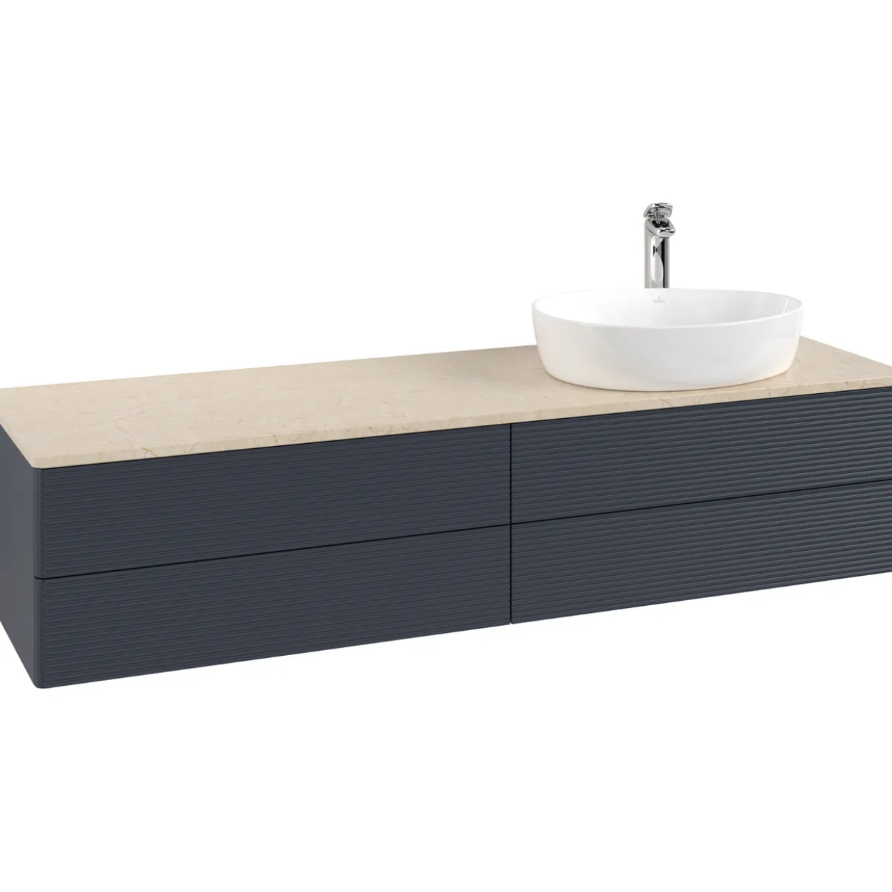 V&b antao servantskap 4 skuffer rillet 1600x360x500 høyre m/kranhull blå/créme