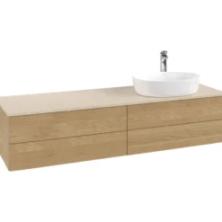 V&b antao servantskap 4 skuffer rillet 1600x360x500 høyre m/kranhull eik/créme