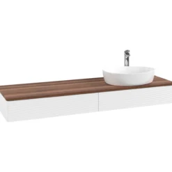 V&b antao servantskap 2 skuffer rillet 1600x190x500 høyre m/kranhull matt hvit/valnøtt