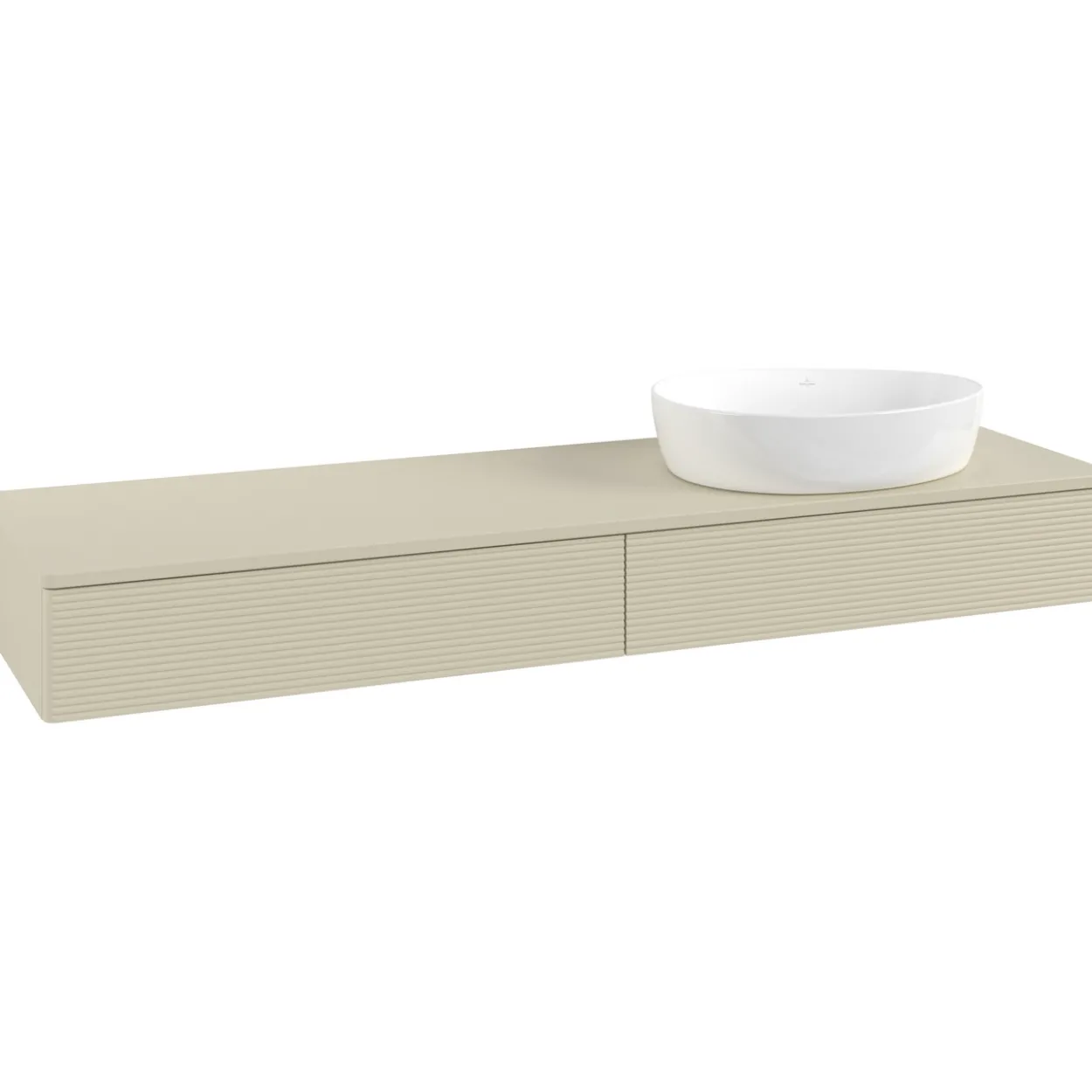 V&b antao servantskap 2 skuffer rillet 1600x190x500 høyre m/kranhull silkegrå
