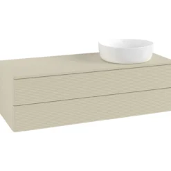V&b antao servantskap 2 skuffer rillet 1200x360x500 høyre m/kranhull silkegrå