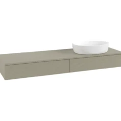 V&b antao servantskap 2 skuffer rillet 1600x190x500 høyre m/kranhull stengrå