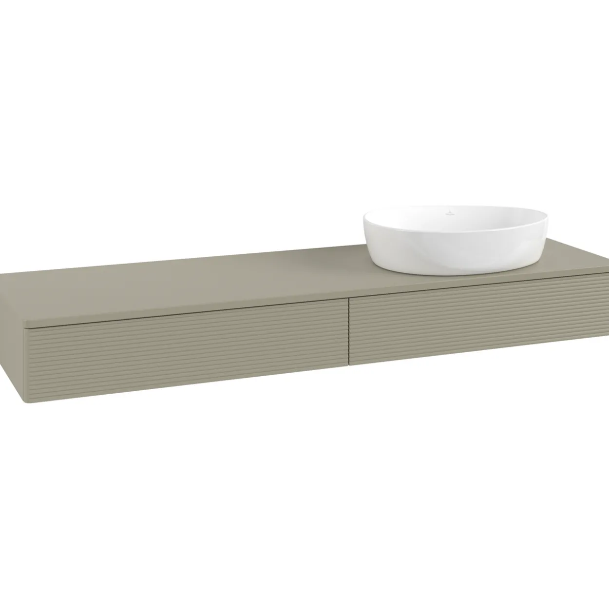V&b antao servantskap 2 skuffer rillet 1600x190x500 høyre m/kranhull stengrå