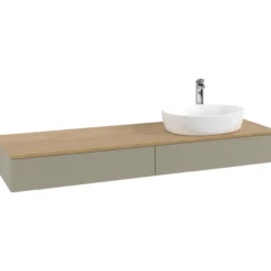 V&b antao servantskap 2 skuffer rillet 1600x190x500 høyre m/kranhull stengrå/eik