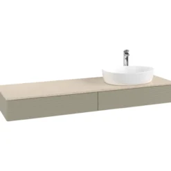 V&b antao servantskap 2 skuffer rillet 1600x190x500 høyre m/kranhull stengrå/créme