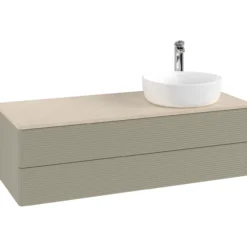 V&b antao servantskap 2 skuffer rillet 1200x360x500 høyre m/kranhull stengrå/créme