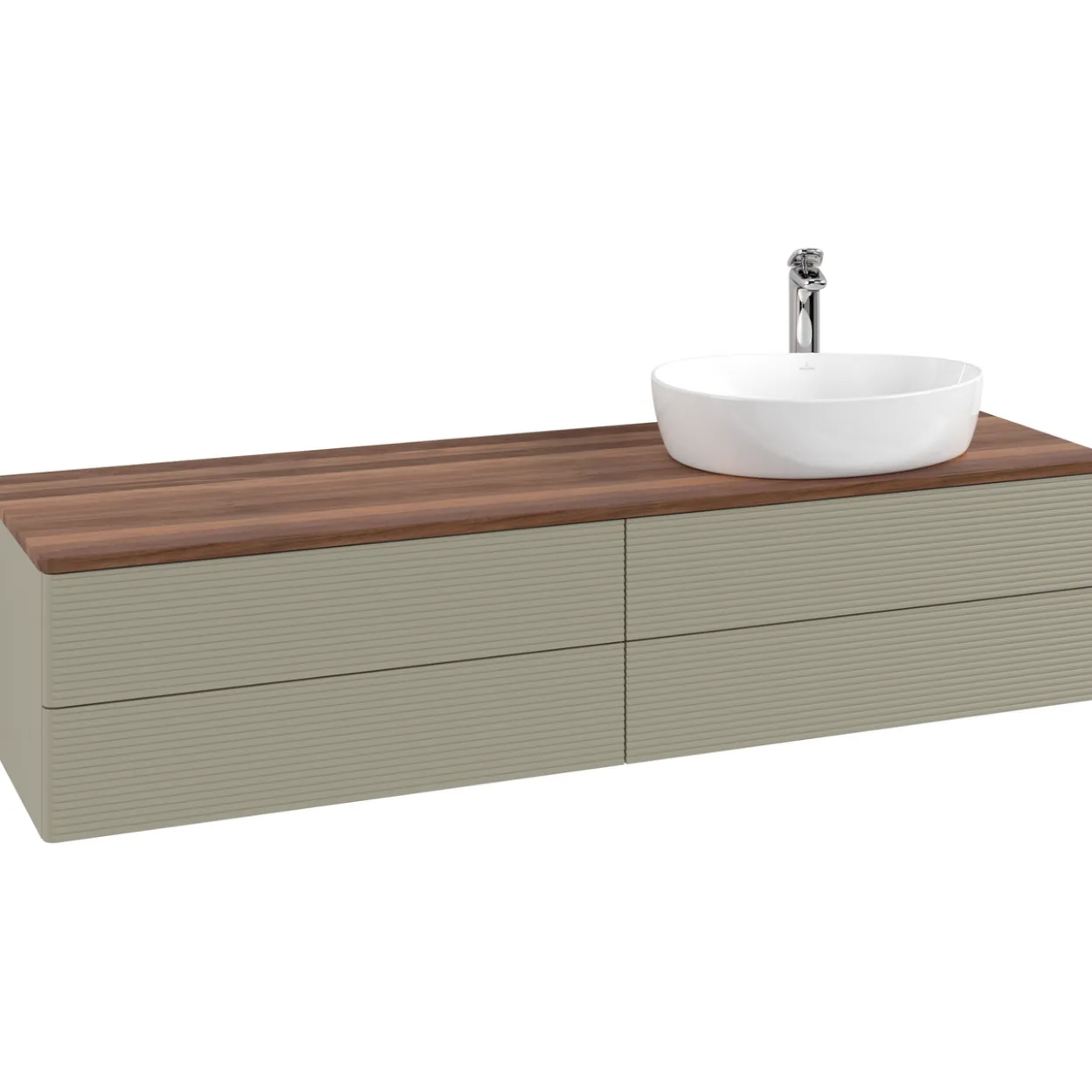 V&b antao servantskap 4 skuffer rillet 1600x360x500 høyre m/kranhull stengrå/valnøtt