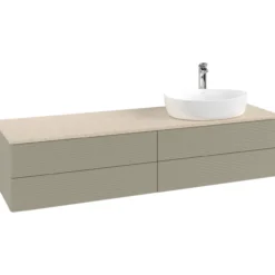 V&b antao servantskap 4 skuffer rillet 1600x360x500 høyre m/kranhull stengrå/créme