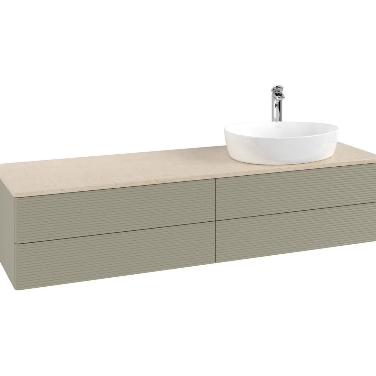 V&b antao servantskap 4 skuffer rillet 1600x360x500 høyre m/kranhull stengrå/créme