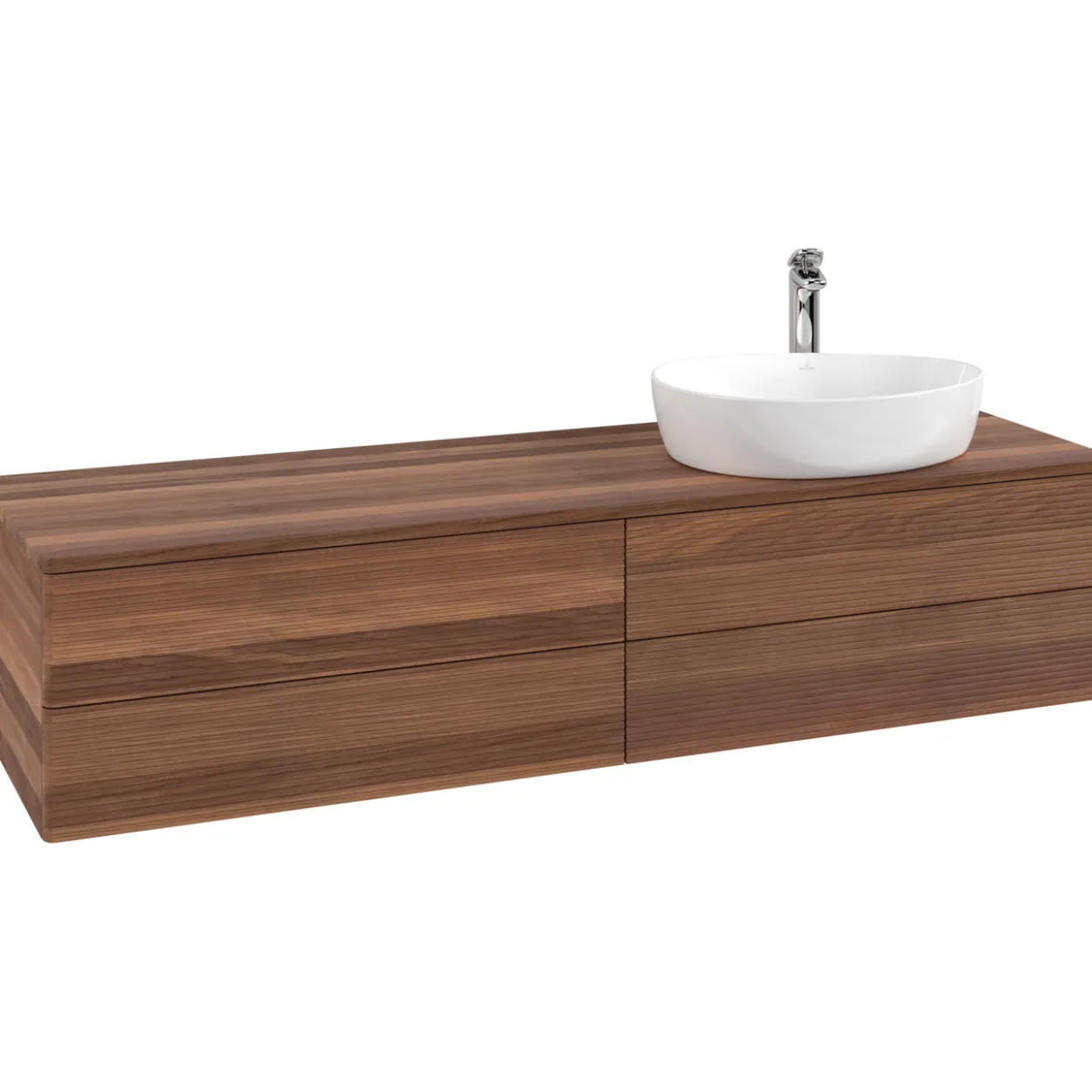 V&b antao servantskap 4 skuffer rillet 1600x360x500 høyre m/kranhull valnøtt/valnøtt