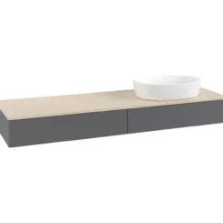 V&b antao servantskap 2 skuffer rillet 1600x190x500 høyre u/kranhull antrasitt/créme