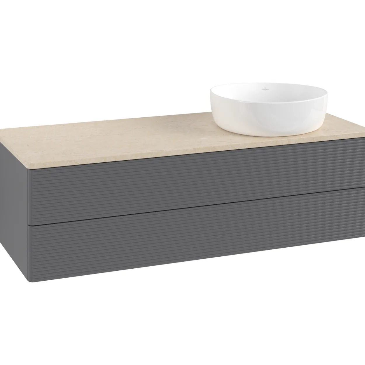 V&b antao servantskap 2 skuffer rillet 1200x360x500 høyre u/kranhull antrasitt/créme