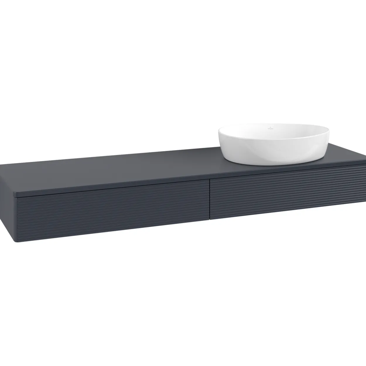 V&b antao servantskap 2 skuffer rillet 1600x190x500 høyre u/kranhull blå