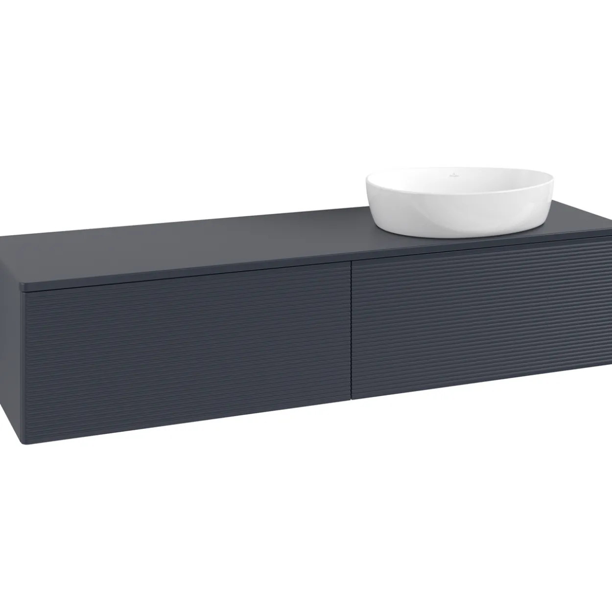 V&b antao servantskap 2 skuffer rillet 1600x360x500 høyre u/kranhull blå