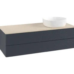 V&b antao servantskap 2 skuffer rillet 1200x360x500 høyre u/kranhull blå/créme