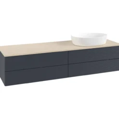 V&b antao servantskap 4 skuffer rillet 1600x360x500 høyre u/kranhull blå/créme