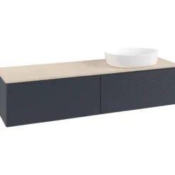 V&b antao servantskap 2 skuffer rillet 1600x360x500 høyre u/kranhull blå/créme