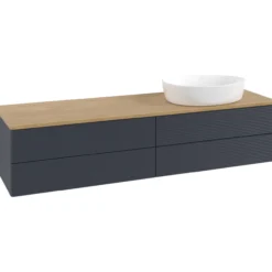 V&b antao servantskap 4 skuffer rillet 1600x360x500 høyre u/kranhull blå/eik