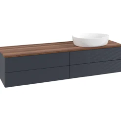 V&b antao servantskap 4 skuffer rillet 1600x360x500 høyre u/kranhull blå/valnøtt