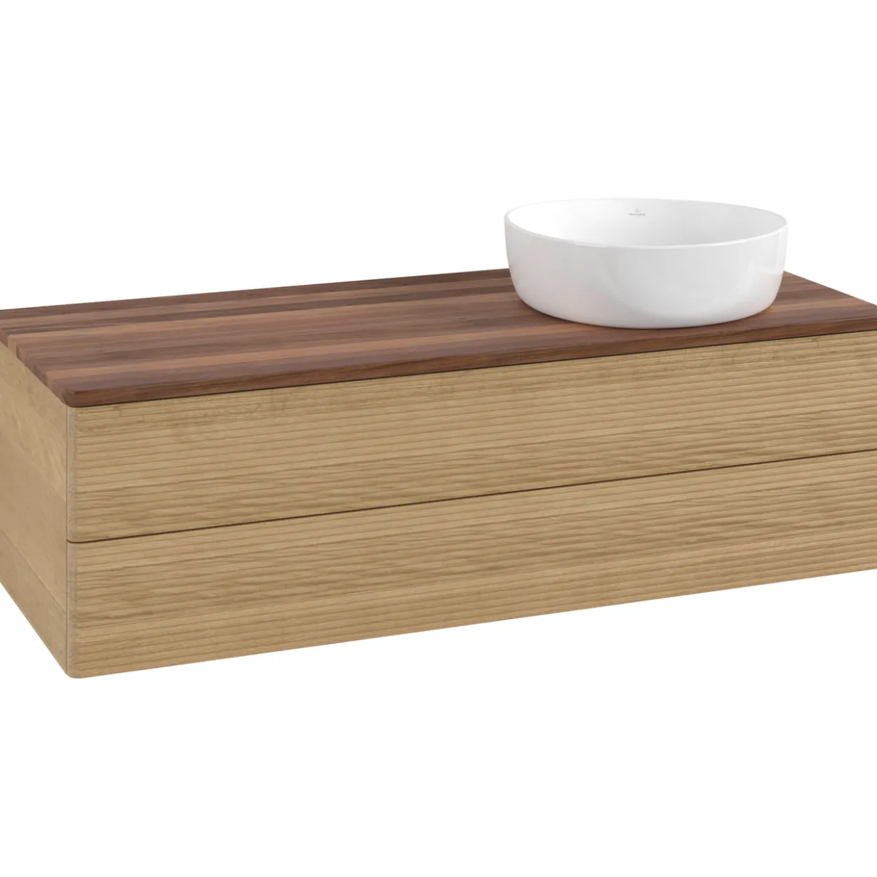 V&b antao servantskap 2 skuffer rillet 1200x360x500 høyre u/kranhull eik/valnøtt