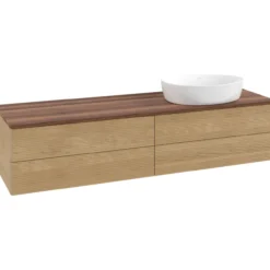 V&b antao servantskap 4 skuffer rillet 1600x360x500 høyre u/kranhull eik/valnøtt