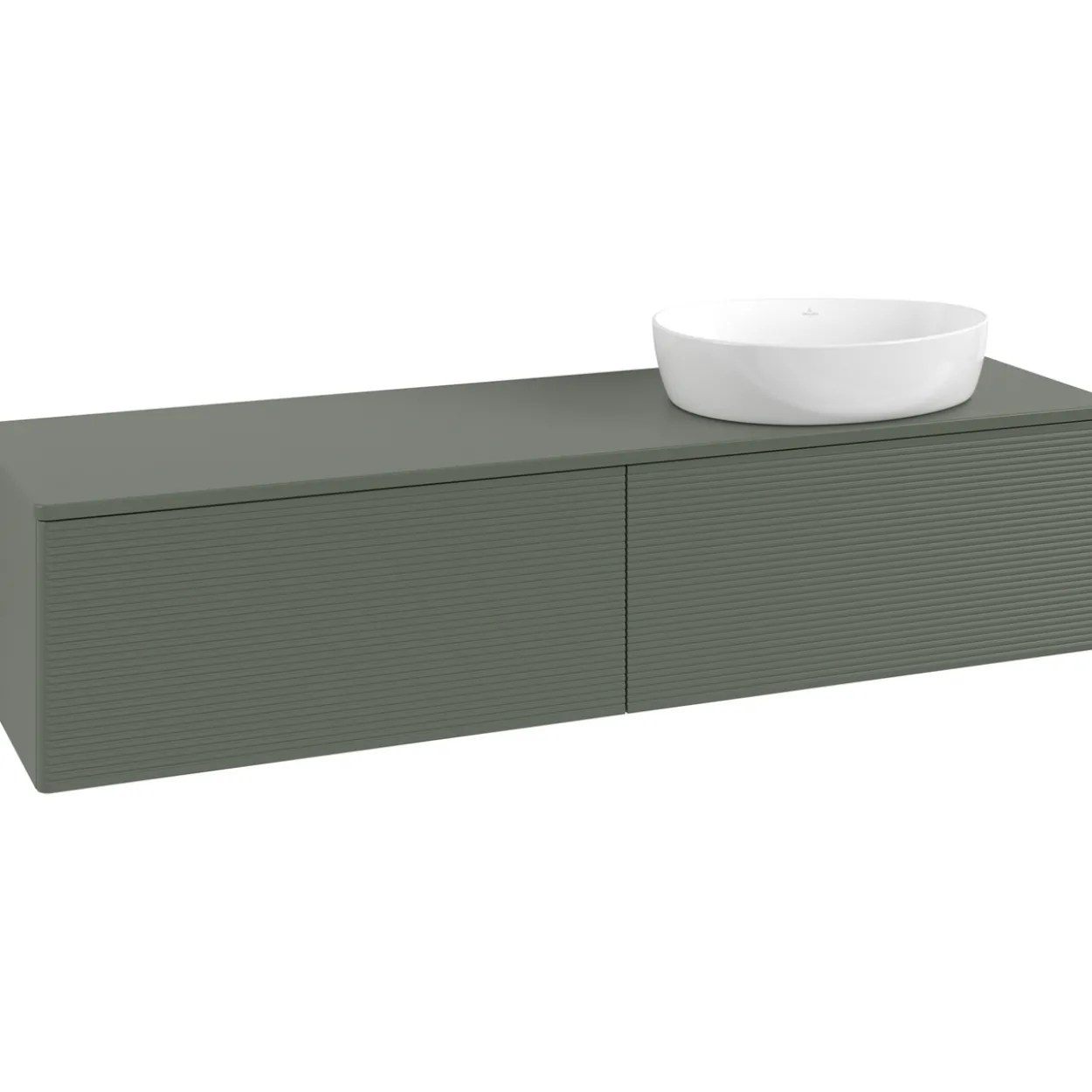 V&b antao servantskap 2 skuffer rillet 1600x360x500 høyre u/kranhull grønn
