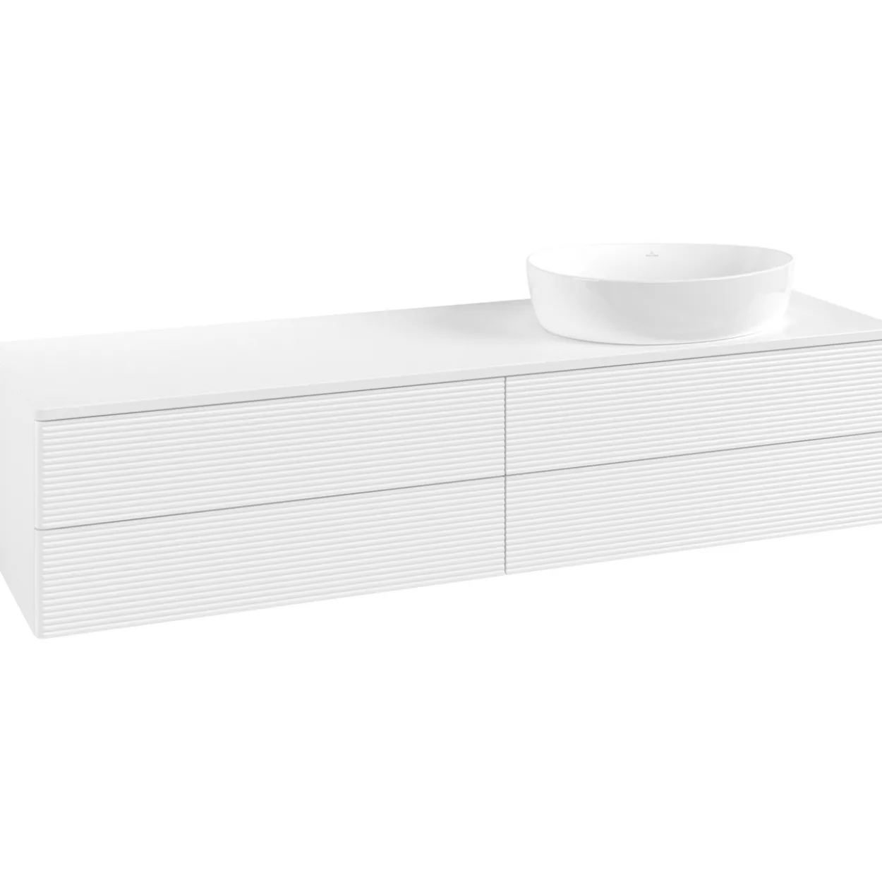 V&b antao servantskap 4 skuffer rillet 1600x360x500 høyre u/kranhull matt hvit