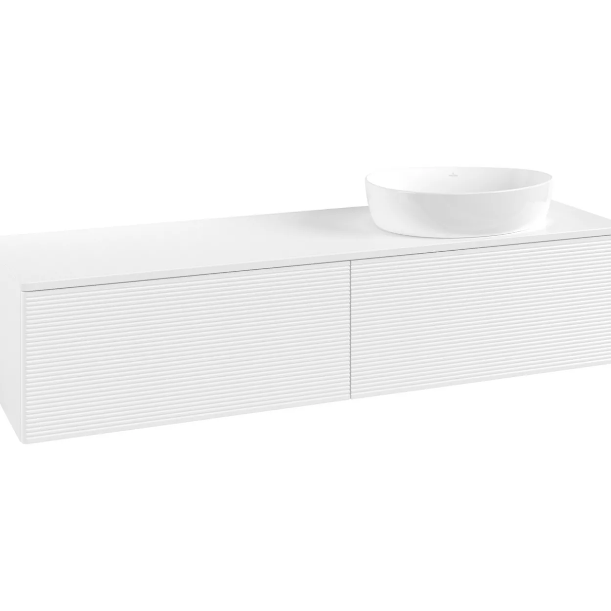 V&b antao servantskap 2 skuffer rillet 1600x360x500 høyre u/kranhull matt hvit