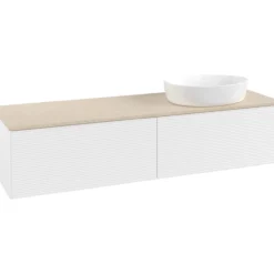 V&b antao servantskap 2 skuffer rillet 1600x360x500 høyre u/kranhull matt hvit/créme