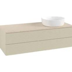 V&b antao servantskap 2 skuffer rillet 1200x360x500 høyre u/kranhull silkegrå/créme