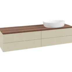 V&b antao servantskap 4 skuffer rillet 1600x360x500 høyre u/kranhull silkegrå/valnøtt