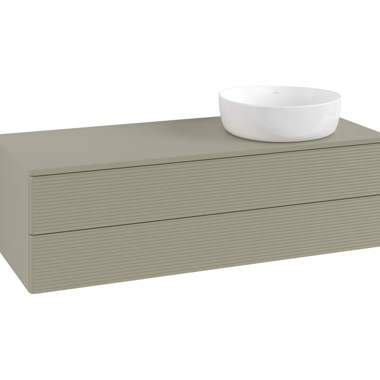 V&b antao servantskap 2 skuffer rillet 1200x360x500 høyre u/kranhull stengrå