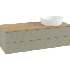V&b antao servantskap 2 skuffer rillet 1200x360x500 høyre u/kranhull stengrå/eik