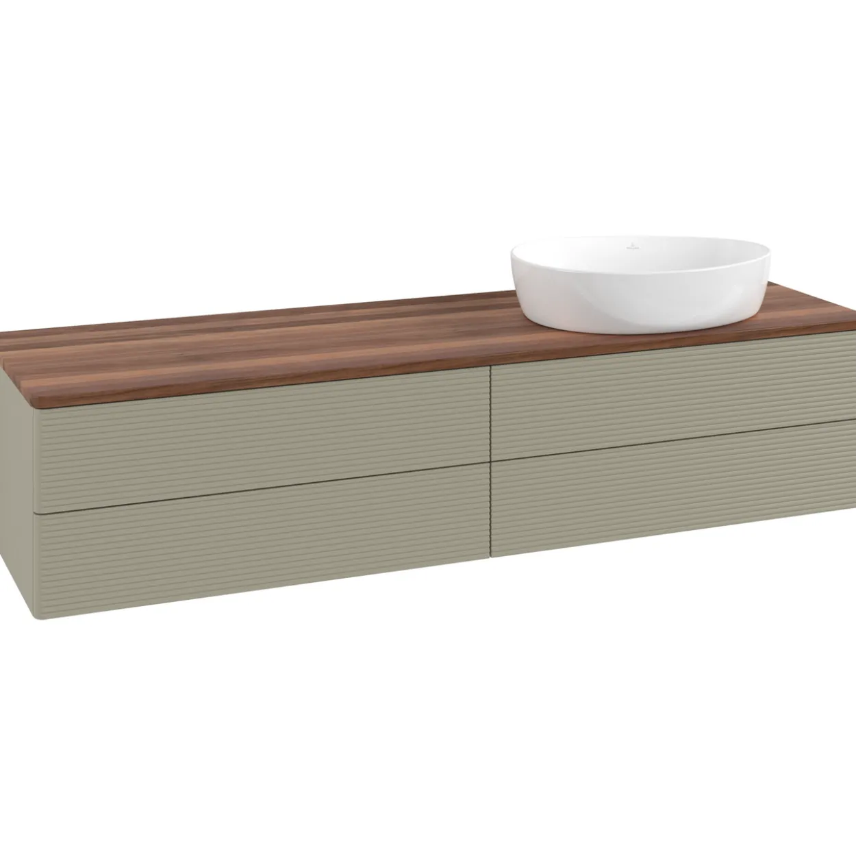 V&b antao servantskap 4 skuffer rillet 1600x360x500 høyre u/kranhull stengrå/valnøtt