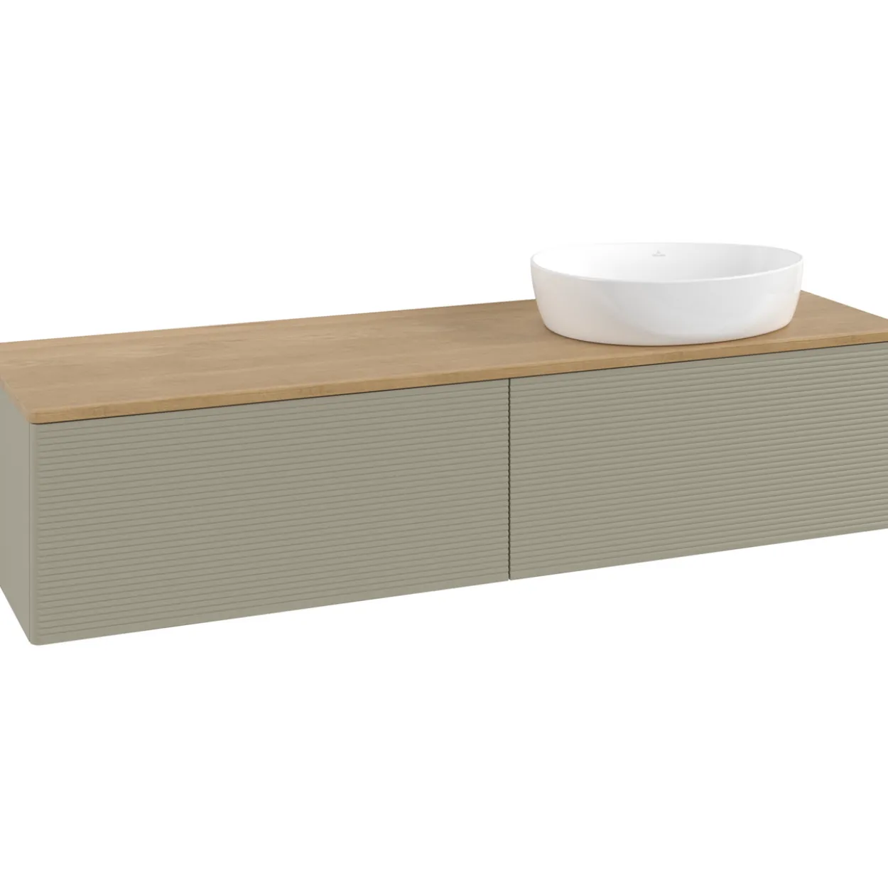 V&b antao servantskap 2 skuffer rillet 1600x360x500 høyre u/kranhull stengrå/eik