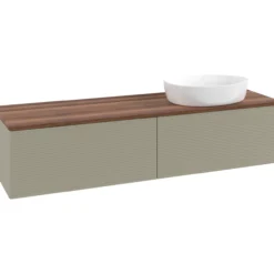 V&b antao servantskap 2 skuffer rillet 1600x360x500 høyre u/kranhull stengrå/valnøtt