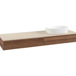 V&b antao servantskap 2 skuffer rillet 1600x190x500 høyre u/kranhull valnøtt/créme
