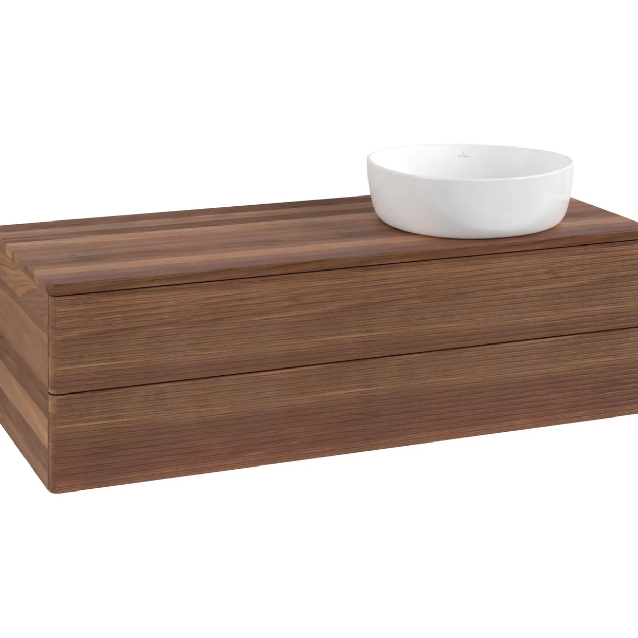 V&b antao servantskap 2 skuffer rillet 1200x360x500 høyre u/kranhull valnøtt/valnøtt