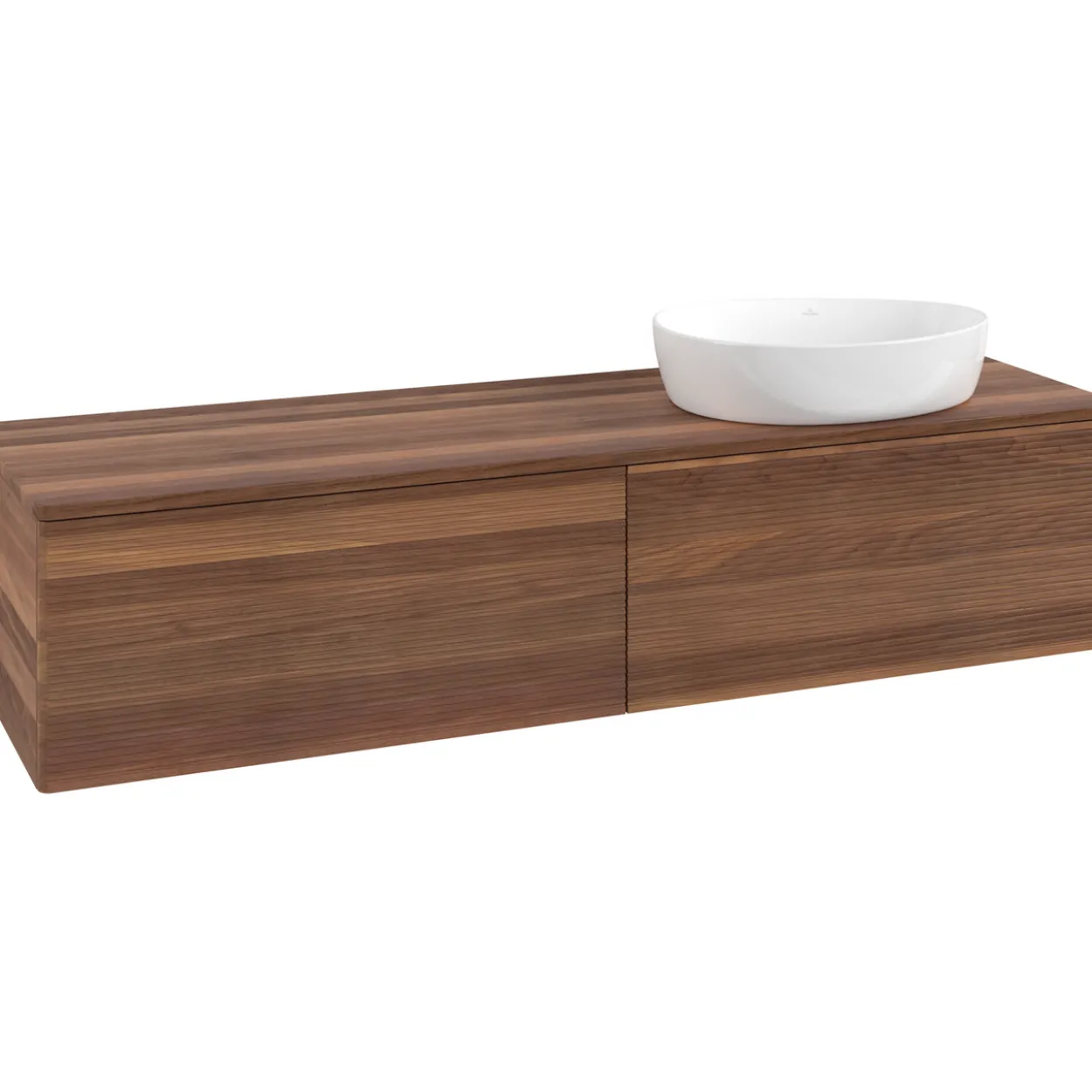V&b antao servantskap 2 skuffer rillet 1600x360x500 høyre u/kranhull valnøtt/valnøtt
