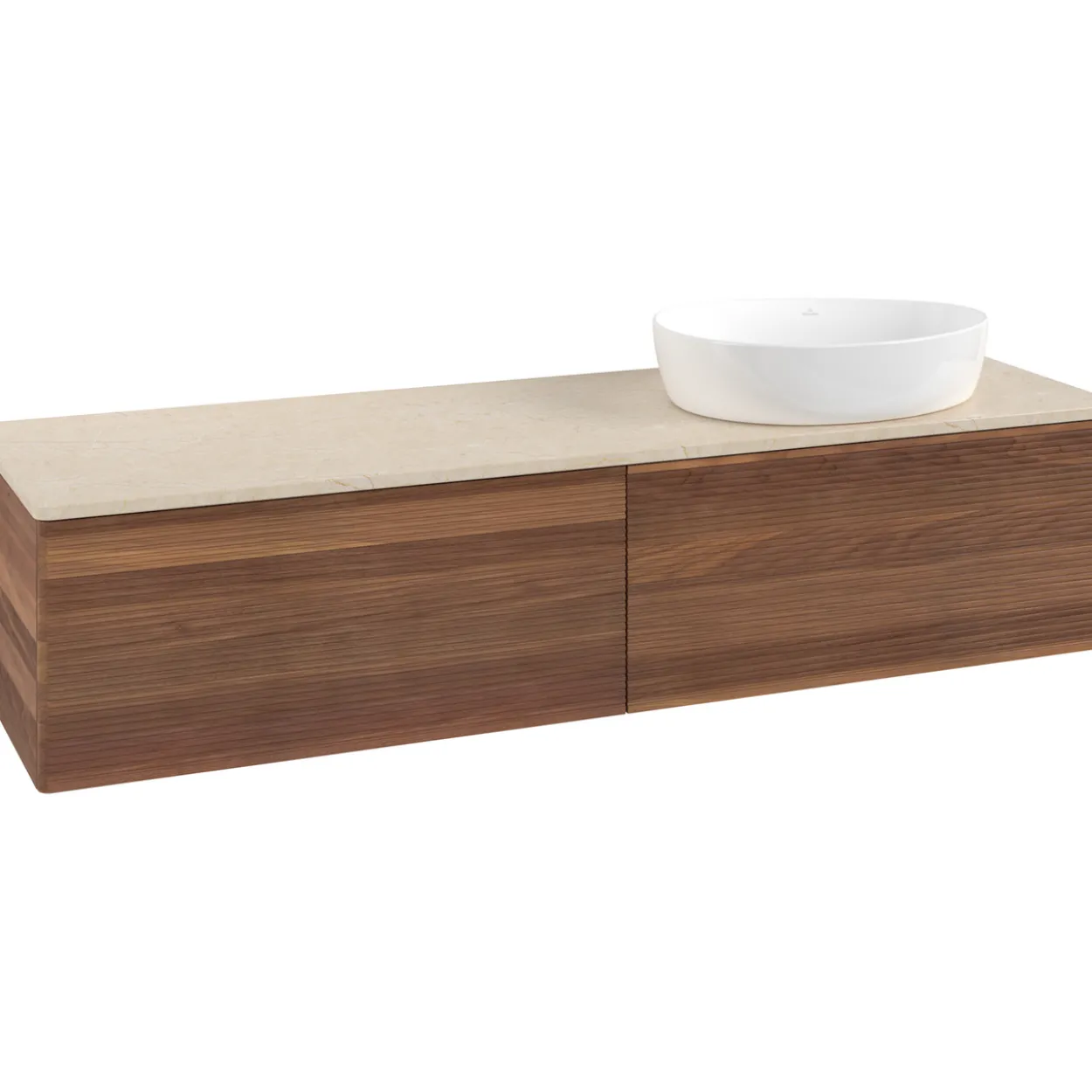 V&b antao servantskap 2 skuffer rillet 1600x360x500 høyre u/kranhull valnøtt/créme