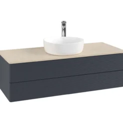 V&b antao servantskap 2 skuffer rillet 1200x360x500 m/kranhull blå/créme
