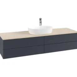 V&b antao servantskap 4 skuffer rillet 1600x360x500 m/kranhull blå/créme