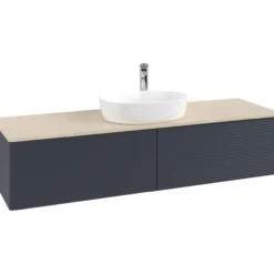 V&b antao servantskap 2 skuffer rillet 1600x360x500 m/kranhull blå/créme
