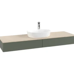 V&b antao servantskap 2 skuffer rillet 1600x190x500 m/kranhull grønn/créme