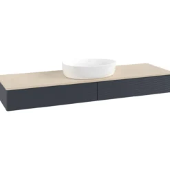 V&b antao servantskap 2 skuffer rillet 1600x190x500 u/kranhull blå/créme