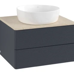 V&b antao servantskap 2 skuffer rillet 600x360x500 u/kranhull blå/créme