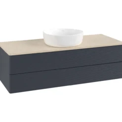 V&b antao servantskap 2 skuffer rillet 1200x360x500 u/kranhull blå/créme