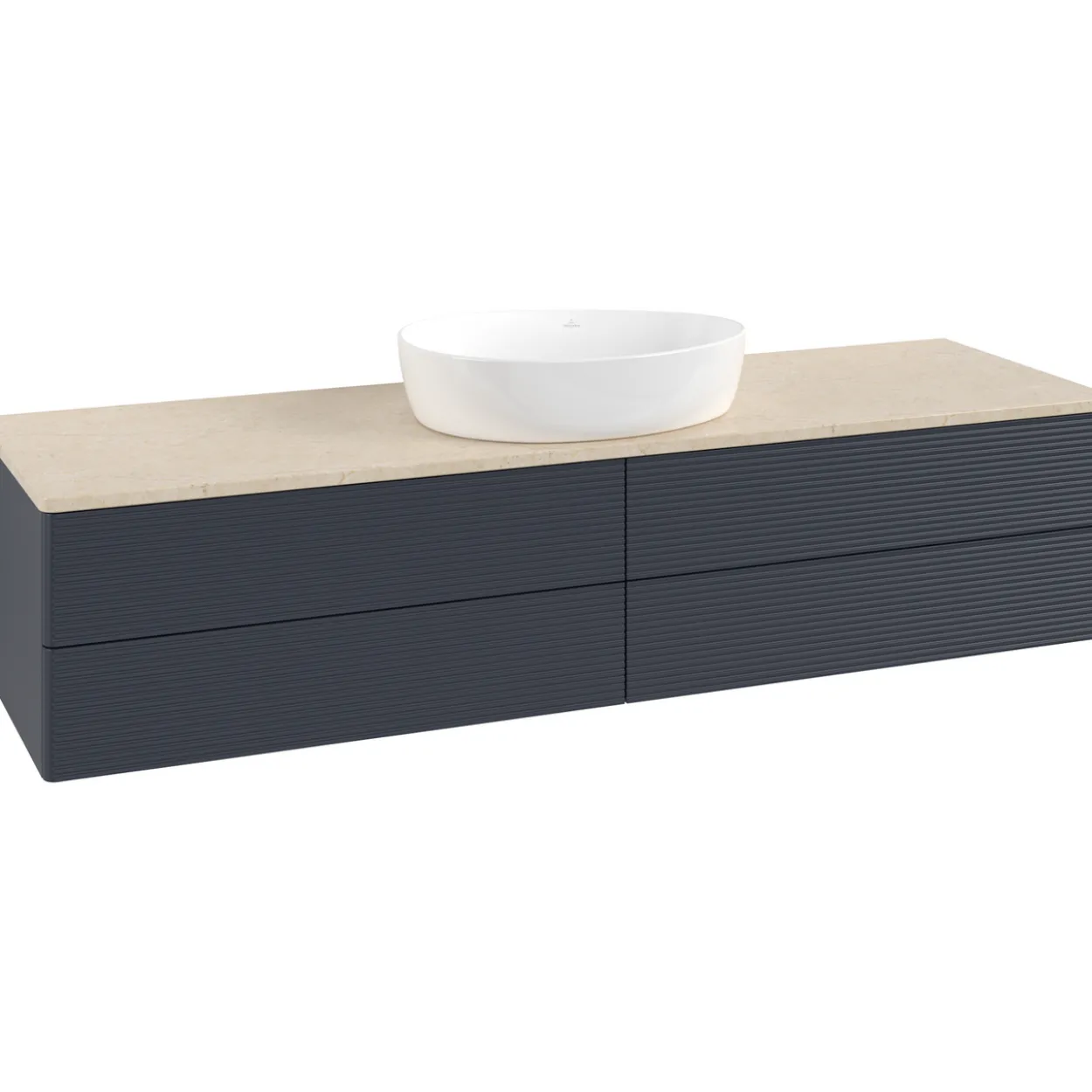 V&b antao servantskap 4 skuffer rillet 1600x360x500 u/kranhull blå/créme