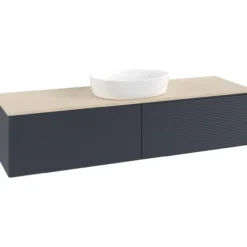 V&b antao servantskap 2 skuffer rillet 1600x360x500 u/kranhull blå/créme