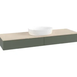 V&b antao servantskap 2 skuffer rillet 1600x190x500 u/kranhull grønn/créme